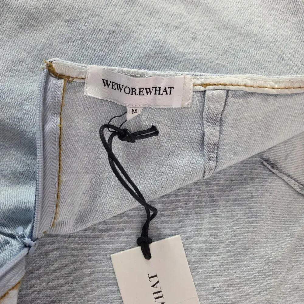 Weworewhat Indigo Cut Out Mini Skirt Size M Light Wash Denim Casual Beachy NWT